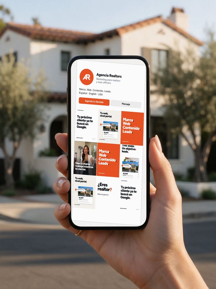 El perfil de Instagram de Agencia Realtors en un celular